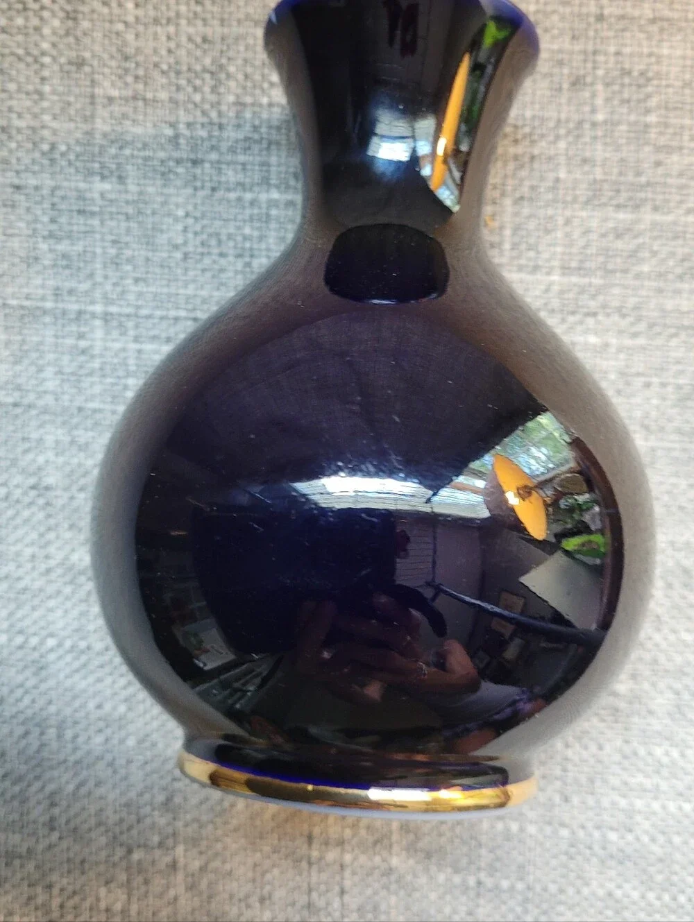 Lomonosov cobalt blue vase . Gold Rim And Base. Made In USSR.